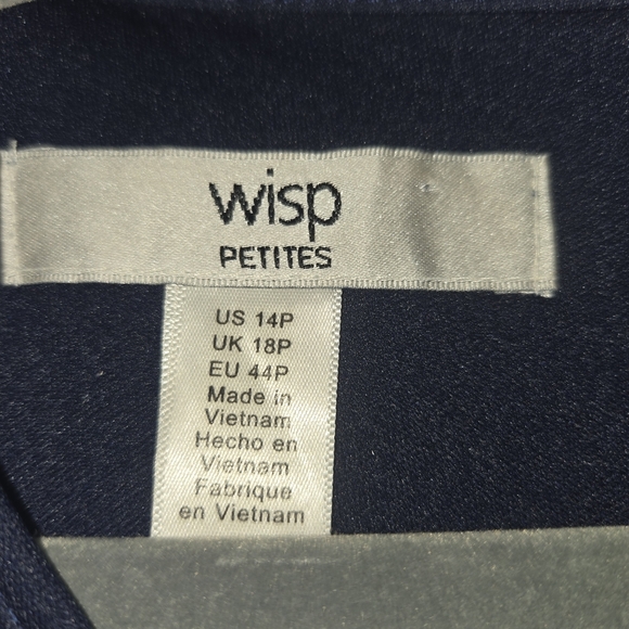 Lace Blue Cocktail Dress 14P Petite Quiet Luxury Minimalist Detailed - Picture 2 of 7